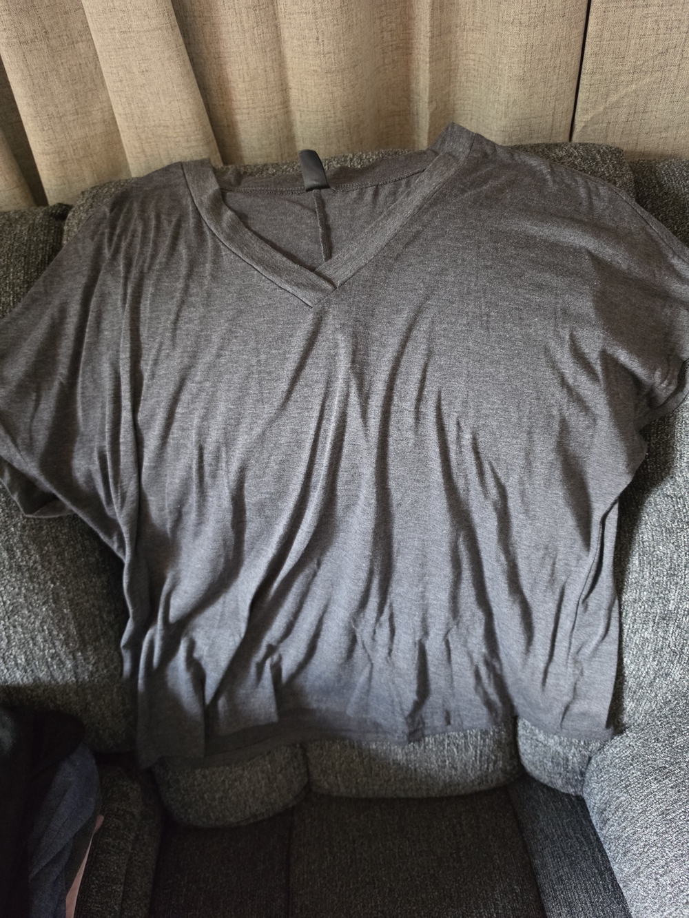 SHEIN Dark Gray V-Neck Short Sleeve Tee